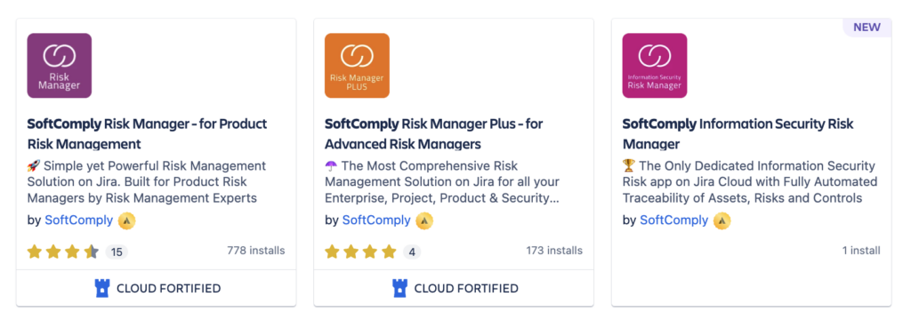 SoftComply Risk Management apps on Jira